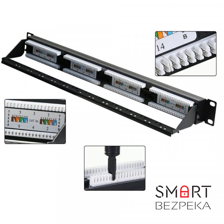 Патч-панель Hypernet 24 порта UTP кат. 5Е 19" PP-KUTP24-NM-CM с организатором кабеля
