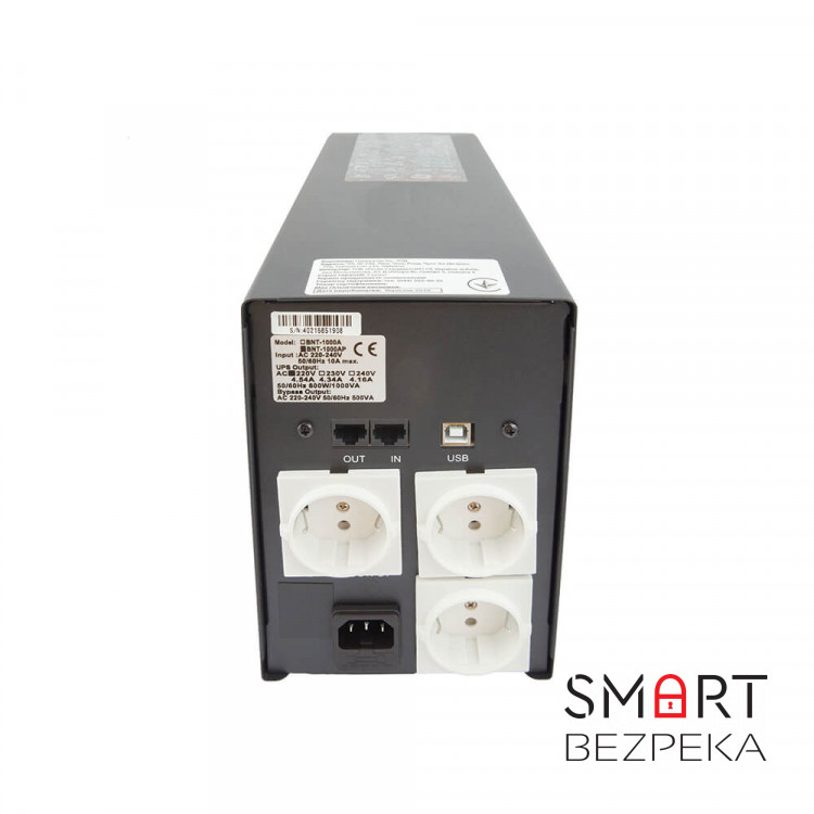 Джерело безперебійного живлення Powercom BNT-1000AP Schuko 1000ВА / 600Вт лінійно-інтерактивне