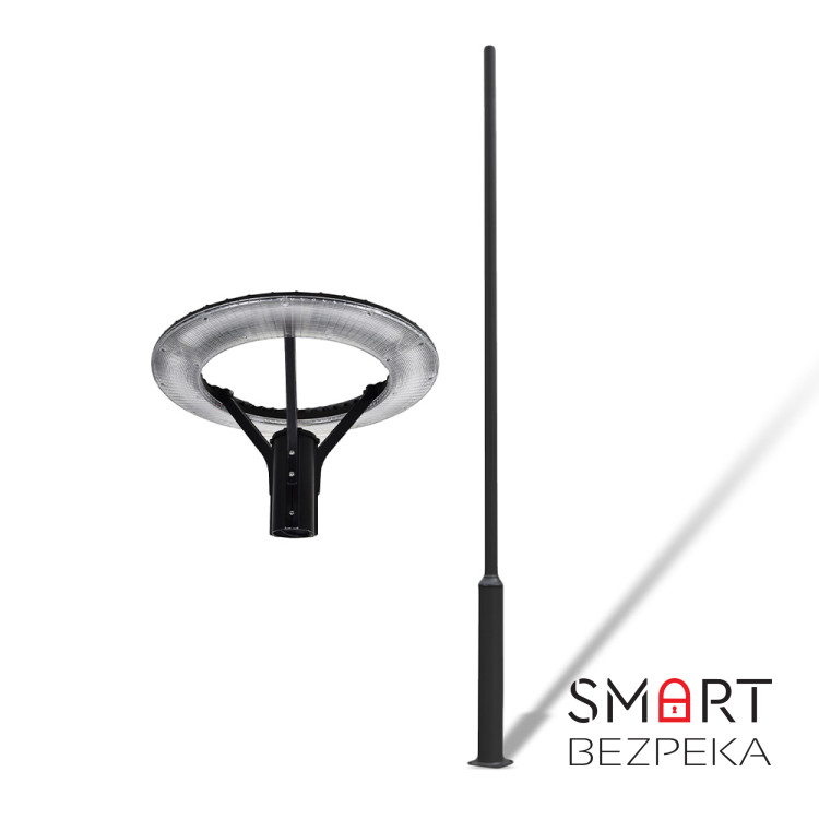 Комплект світильник світлодіодний парковий Lightwell LW-GL-50S + стовп парковий чорний 4 м