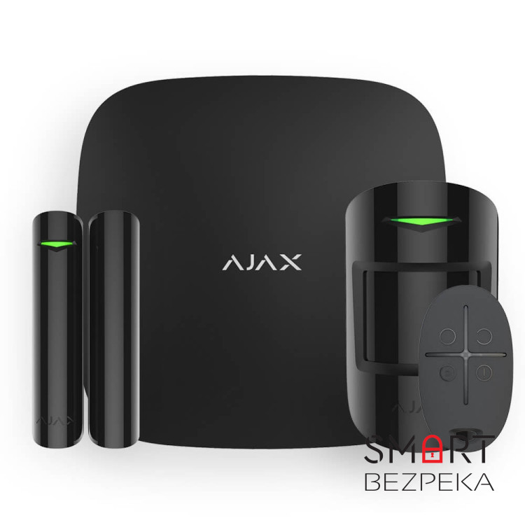 Комплект сигналізації та захисту від потопу Ajax StarterKit 2 Black + Ajax WaterStop 1/2" Black + у подарунок датчик затоплення Ajax LeaksProtect black