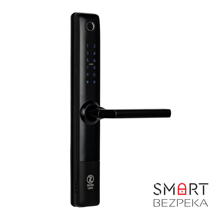 Розумний дверний біометричний замок SEVEN LOCK SL-7762BF black (врізна частина 3585)