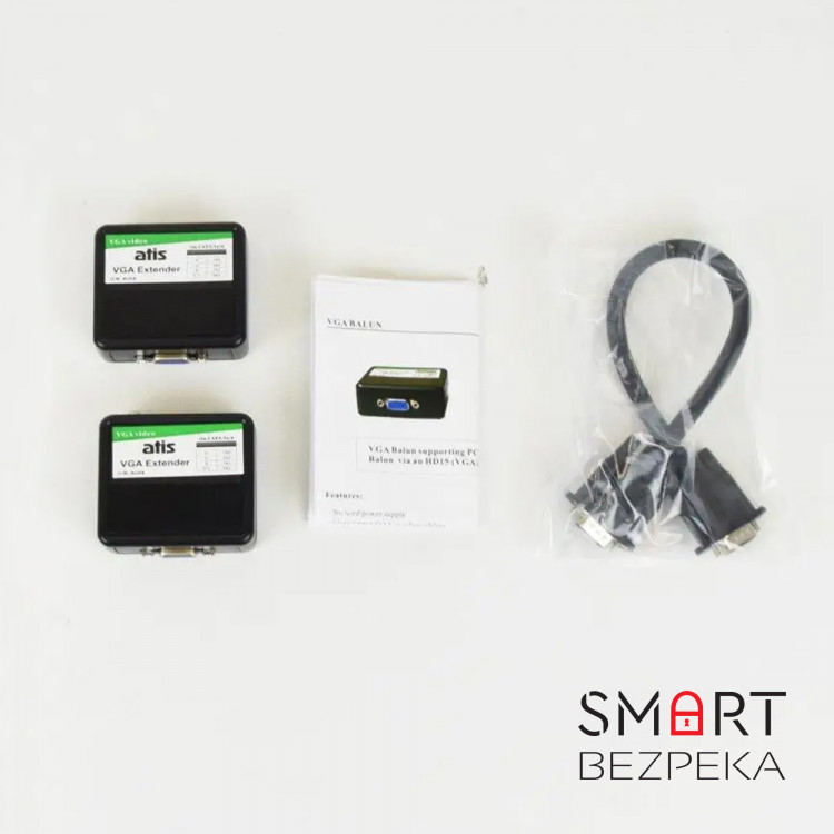 Активный приемник-передатчик VGA-видео и аудио по RJ45 до 100 м ATIS VGA Extender