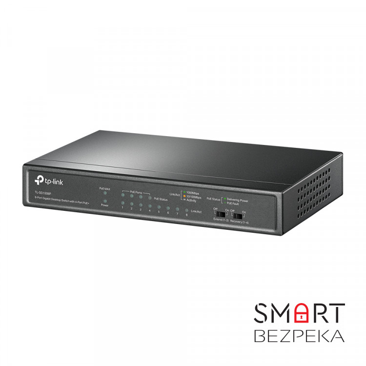 PoE-комутатор TP-Link TL-SG1008P 8-портовий гігабітний з 4 PoE+ портами некерований