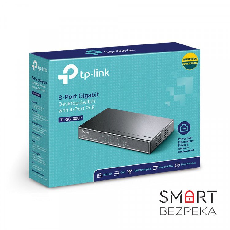 PoE-комутатор TP-Link TL-SG1008P 8-портовий гігабітний з 4 PoE+ портами некерований