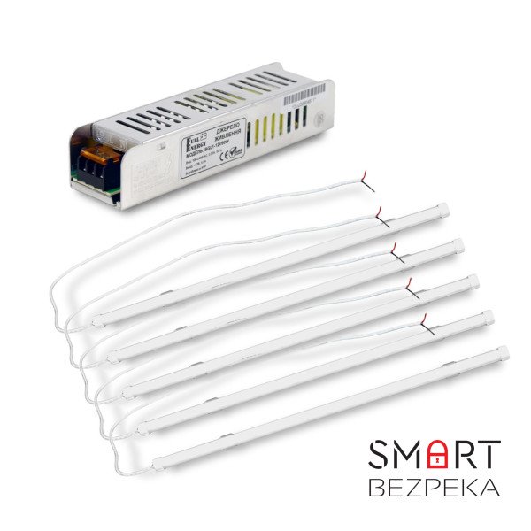 Комплект з 5-ти світильників LED лінійних 600мм 12Вт 6500K Faraday Electronics + Блок живлення Full Energy BGL1-12V60W 12В / 5А / 60Вт