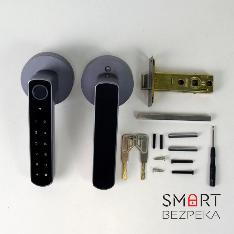 Умный дверной замок Atis Lock BT-100-T Grey с доступом по отпечатку пальца и поддержкой Tuya Smart