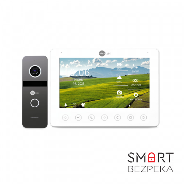 Комплект видеодомофона Neolight NeoKIT HD+ Graphite: видеодомофон 7" с детектором движения и 2 Мп видеопанель