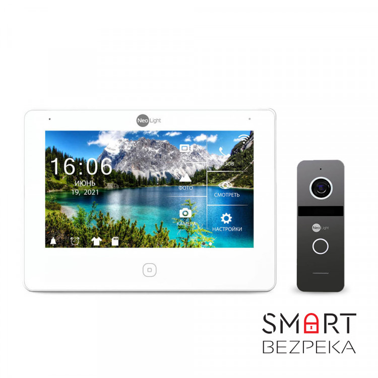 Комплект відеодомофона Neolight NeoKIT HD Pro WF Graphite: відеодомофон 7" з Wi-Fi з детектором руху і 2 Мп відеопанель