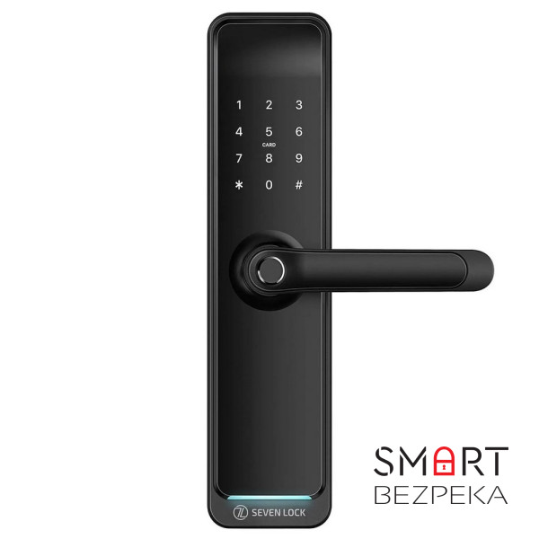 Розумний дверний біометричний замок SEVEN LOCK SL-7767BF black (без врізної частини)