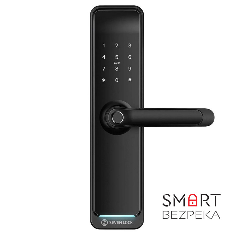 Умный дверной биометрический замок SEVEN LOCK SL-7767BF black (без врезной части)