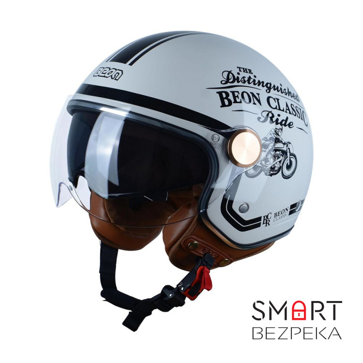 Мотошлем открытый Beon B-120 202 SHINY LIGHT GREY (глянец светло-серый), размер XL