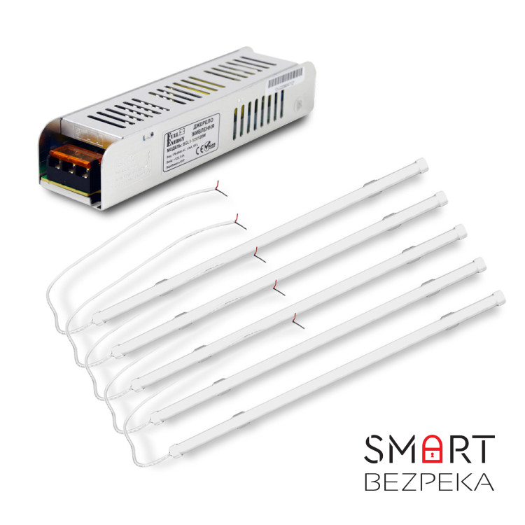 Комплект з 5-ти світильників LED лінійних 1200мм 16Вт 6500K Faraday Electronics + Блок живлення BGL1-12V120W
