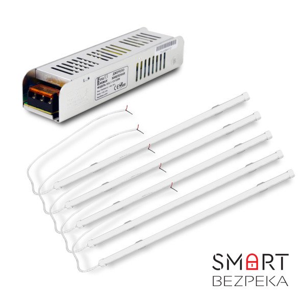 Комплект з 5-ти світильників LED лінійних 1200мм 16Вт 6500K Faraday Electronics + Блок живлення BGL1-12V120W