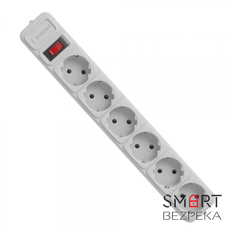 Мережевий фільтр GEMBIRD Power Cube SPG6-G-6G кабель 1.8 м, 6 розеток, сірий