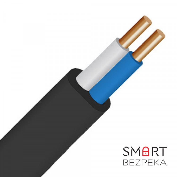 Кабель силовий мідний ЗЗКМ ВВГ-П нг 2x2.5 чорний не поширює горіння (1 метр)