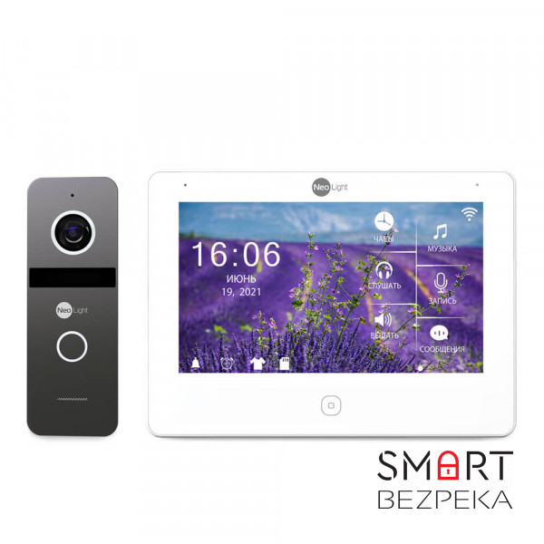 Комплект видеодомофона Neolight NeoKIT HD Pro Graphite: видеодомофон 7" с детектором движения и 2 Мп видеопанель