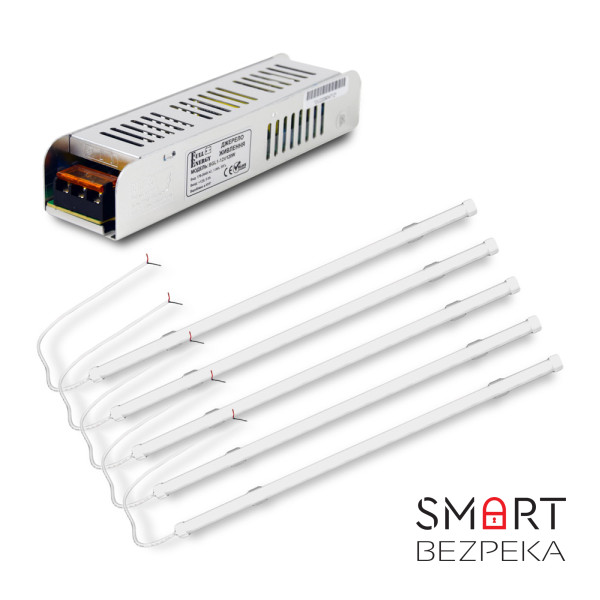 Комплект з 5-ти світильників LED лінійних 1500мм 22Вт 6500K Faraday Electronics + Блок живлення Full Energy BGL1-12V120W