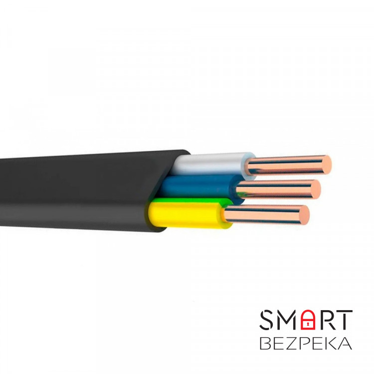 Кабель силовий мідний ЗЗКМ ВВГ-П нг 3x1.5 чорний не поширює горіння (1 метр)