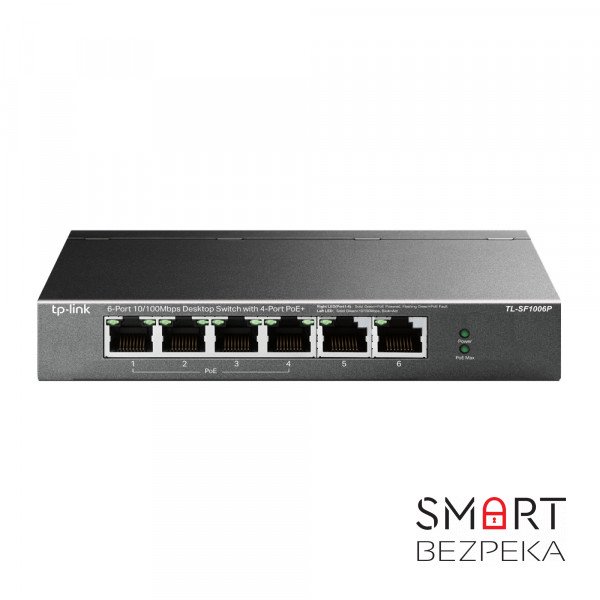 PoE-комутатор TP-Link TL-SF1006P 6-портовий з 4 PoE+ портами некерований